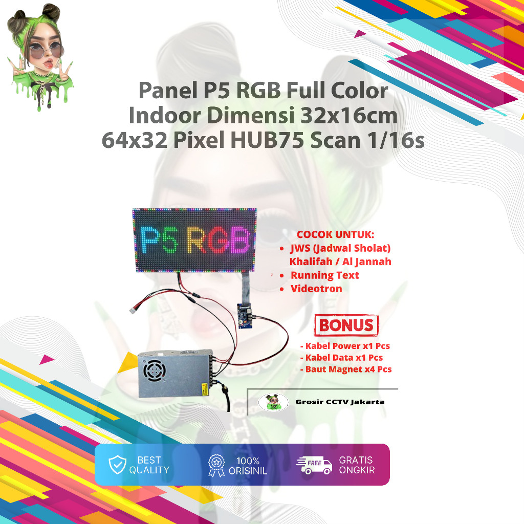 Panel Module Modul LED P5 Running Text SMD RGB Full Color Indoor