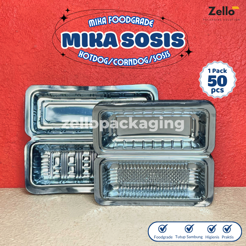 Tray Mika Sosis Besar Kecil Piscok Kemasan Roti Box Corndog Pisang Keju Lumer Isi 100 50