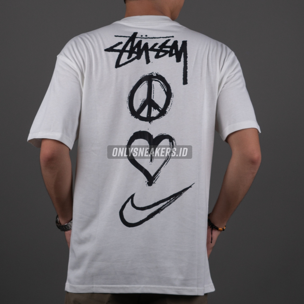 NIKE X STUSSY PEACE LOVE SWOOSH WHITE TEE