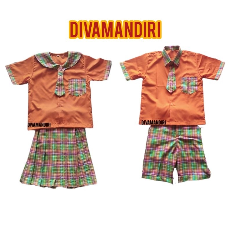 Seragam Anak PAUD/TK Kotak Kabaret | Seragam Anak PAUD/TK Kotak Pendek