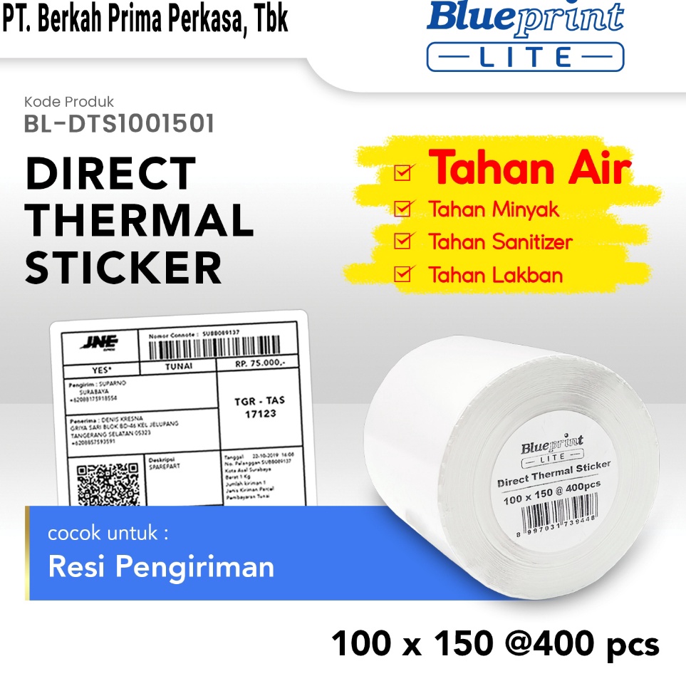 

KODE O94T Direct Thermal Sticker 1 x 15 Stiker Label Resi BLUEPRINT Lite 1x15 mm Isi 4pcs