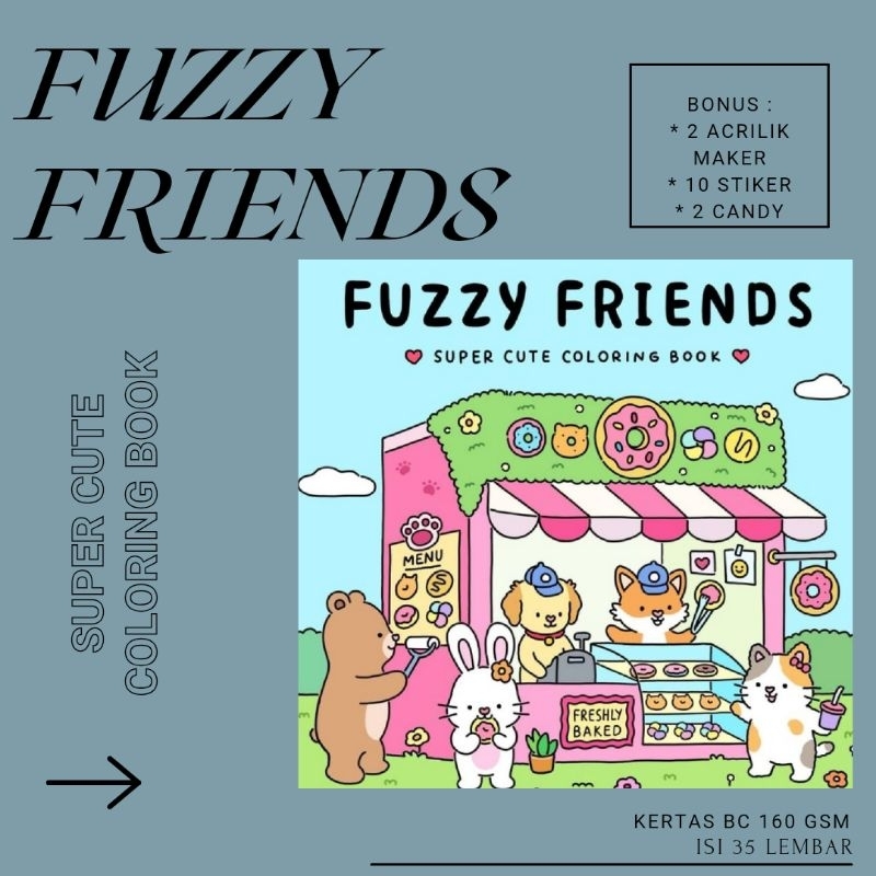 

(35 lmbr) Buku Mewarnai Fuzzy Friends Super Cute Coloring Book