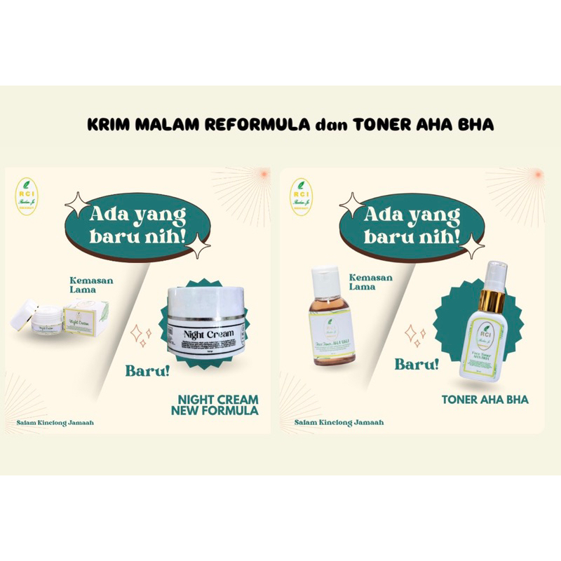 NIGHT KRIM REFORMULA DAN TONER RCI | RCI SKINCARE