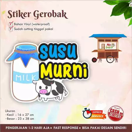 

STIKER KACA GEROBAK VINYL SUSU MURNI / LABEL MAKANAN