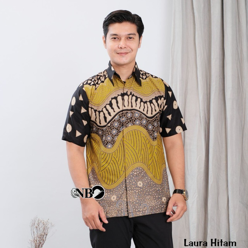 Kemeja Batik Pria Lengan Pendek Modern Terbaru Hem Terlaris Baju Katun Hitam Dewasa Motif Panjang Ka