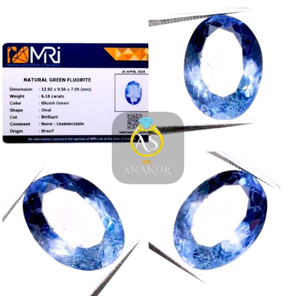 Batu Permata Natural Green Fluorite Brazil Plus Memo