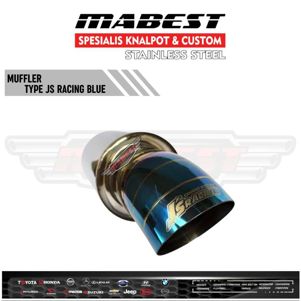 Knalpot Mobil JS Racing Burntip Suara Bass Kering Garing Original Jazz Avanza Agya Kijang Ayla Xenia