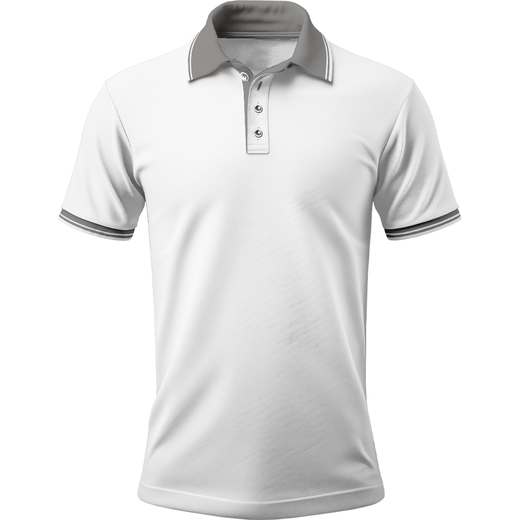 Kaos Polo Shirt Pria Kerah Lengan Pendek Rib Manset - Kancing 2 PUTIH KERAH ABU