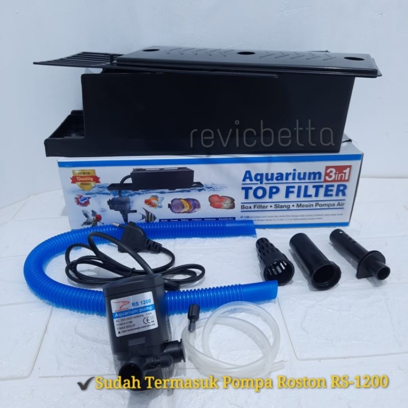 Filter Pompa Komplit Top Filter Box Aquarium 3 In 1 Rosston SP 1200