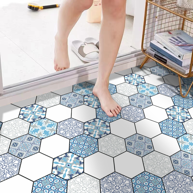Lantai Renovasi PVC Stikers Tahan Air Stiker Lantai Kamar Mandi Toilet Perekat Diri Anti Licin Lanta