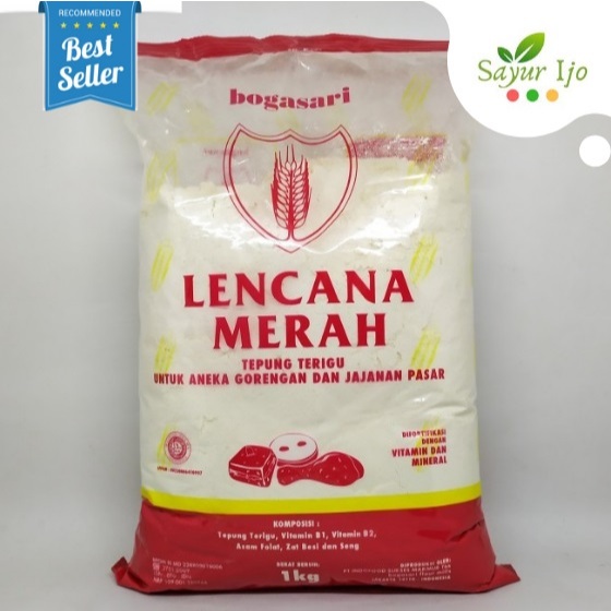 

Bogasari Tepung Terigu Lencana Merah 1 KG / Pack Bumbu Rempah Bahan Dasar Aneka Kue Gorengan Jajanan Pasar Siap Pakai Instant HALAL