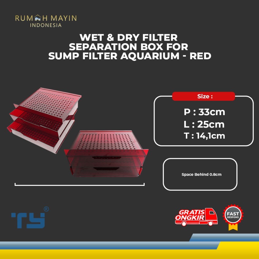 Wet & Dry Filter Separation Box For Sump Filter Aquarium - Red