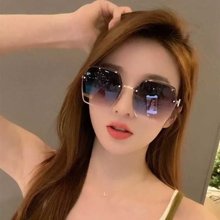 Kacamata hitam baru, kacamata hitam wanita warna gradien anti-ultraviolet wanita, kacamata hitam tan