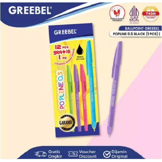 

Pulpen Ballpen / Popline 0.5 Hitam (1PCS) / Ballpoint Bolpen Bolpoin Pena Gel GREEBEL