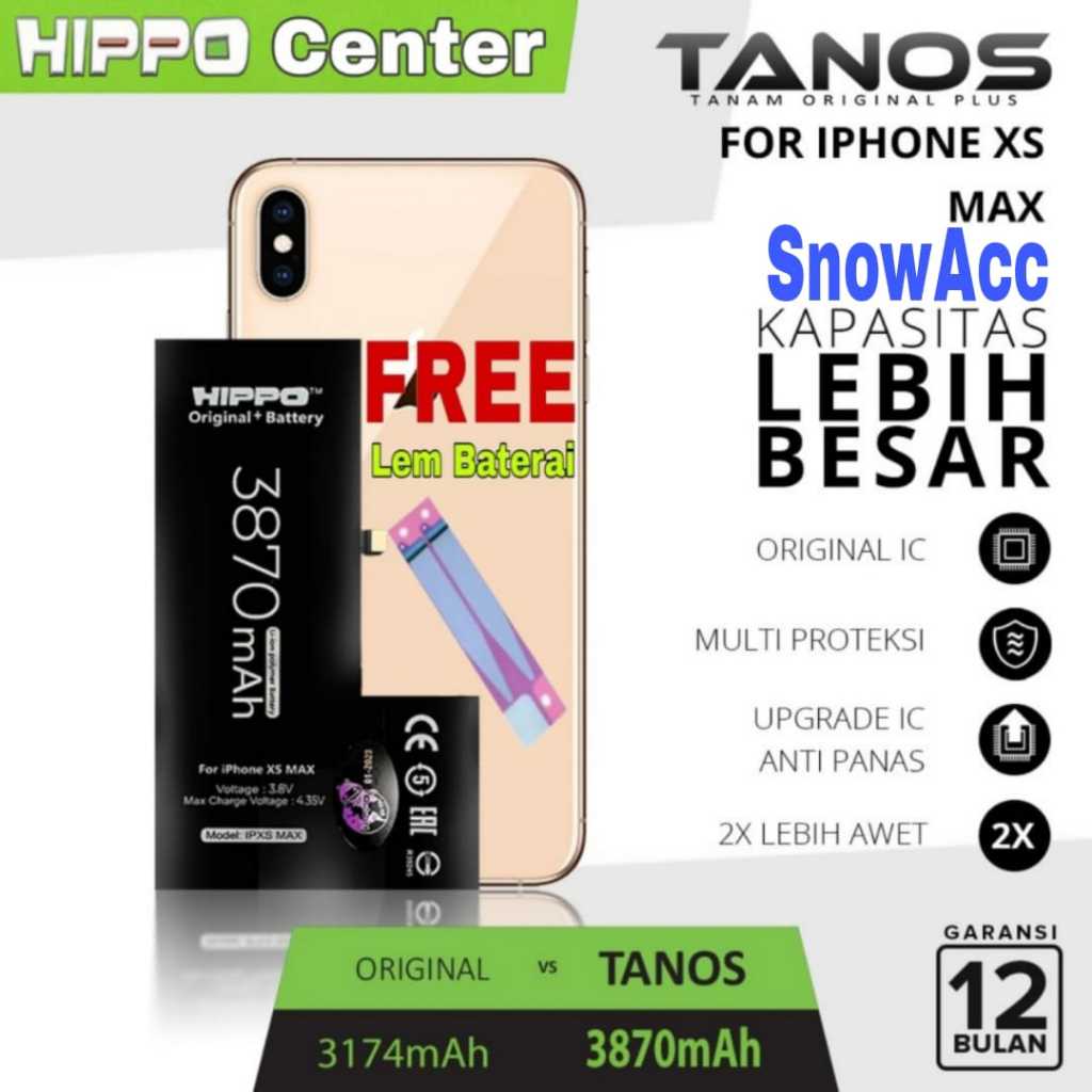 Hippo Baterai iPhone XS MAX Battery Hippo Tanos iPhone XS MAX Double Power