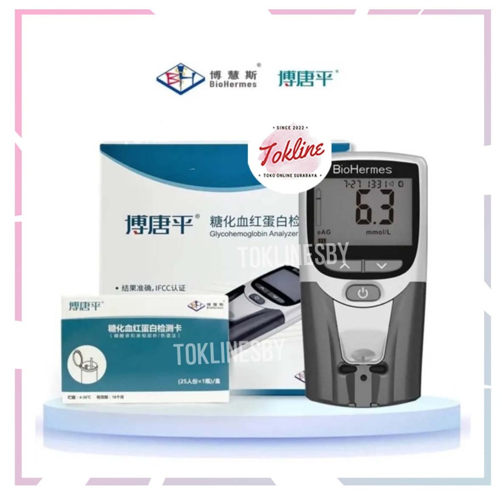 Alat Cek HBA1C BioHermes Hb A1C EZ 2.0 Glycohemoglobin Analyzer Alat Ukur Gula Darah set
