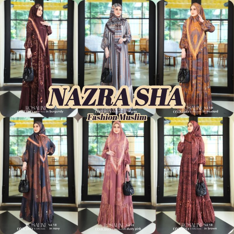 (pN) OMEIRO ROSALINE 7  Baju Gamis Syari Muslimah Roseline Series 7 By Omeiro. Nazra Sha