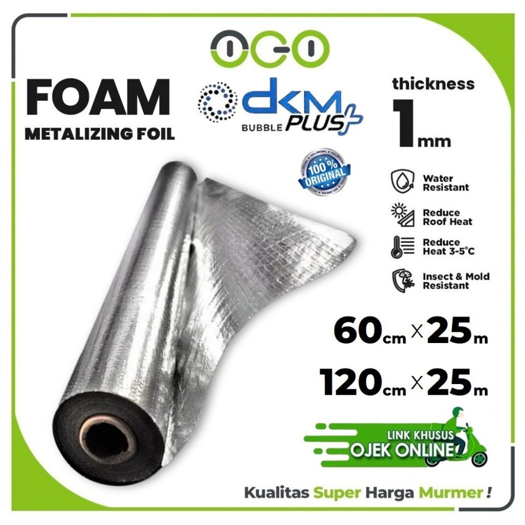 Bubble Insulation PE Foam Foil DKM Roll -1mm / Peredam Panas Atap Rumah Bubble Alumunium Foil [OJOL]