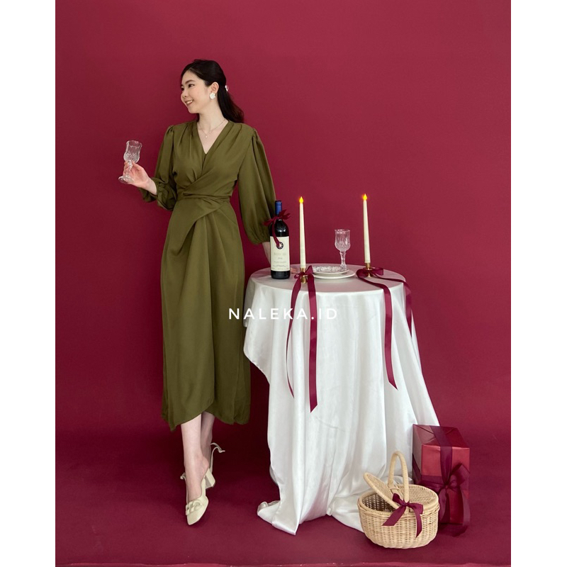 N342 dress casual, dress wisuda, dress pesta, dress imlek, simple dress