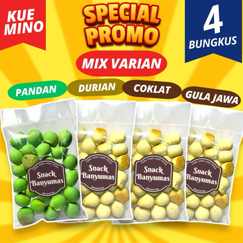 

4Pcs KUE MINO Mix Varian khas banyumas Snack Camilan Makanan Ringan