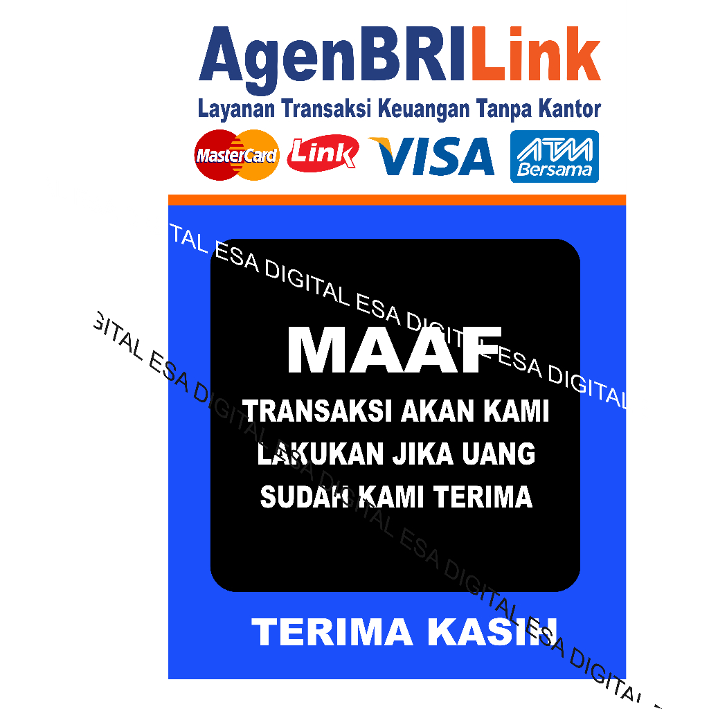 

STIKER BRILINK TRANSAKSI DILAKUKAN JIKA UANG SUDAH DITERIMA