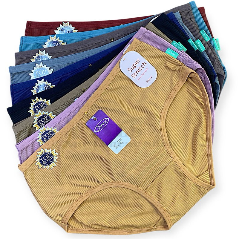 (3pcs) CD Sorex 1258 super stretch celana dalam wanita warna polos motif salur