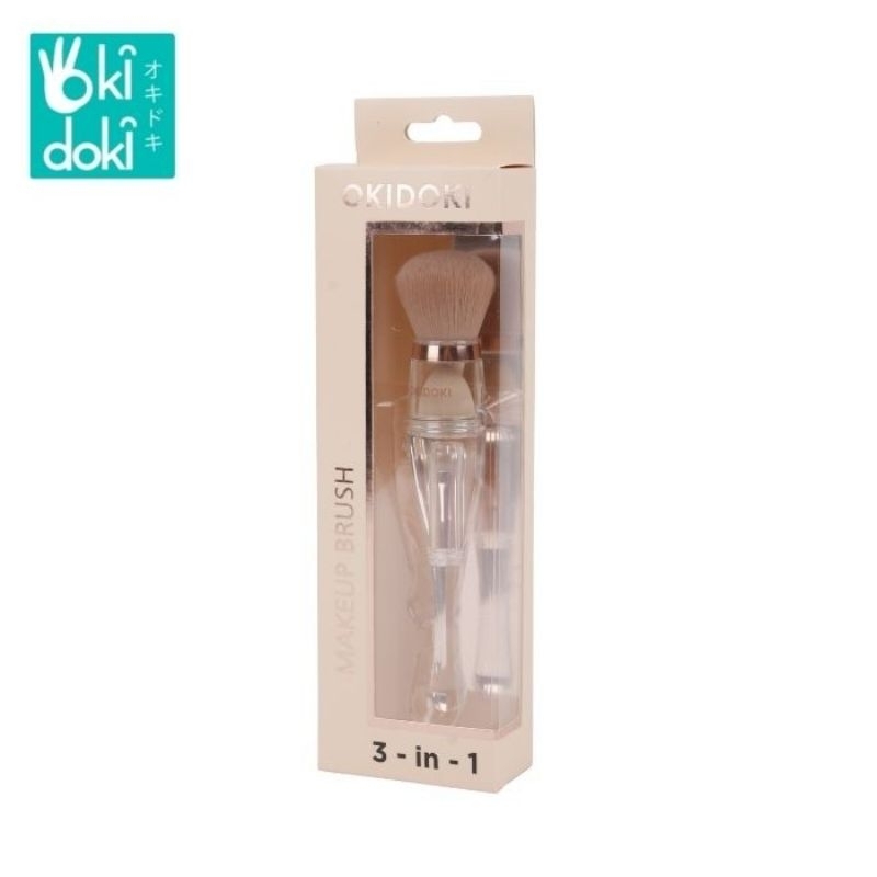 OKIDOKI Cosmetic Brush Complexion Trio Bus-0315 - Kuas & Sponge 3 in 1 barang ori