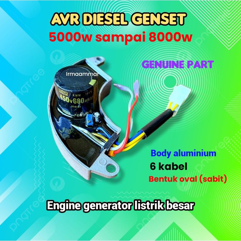 AVR genset listrik besar 5000 6000 7000 8000 Watt - single phase oval aluminium sabit elco 680uf - j