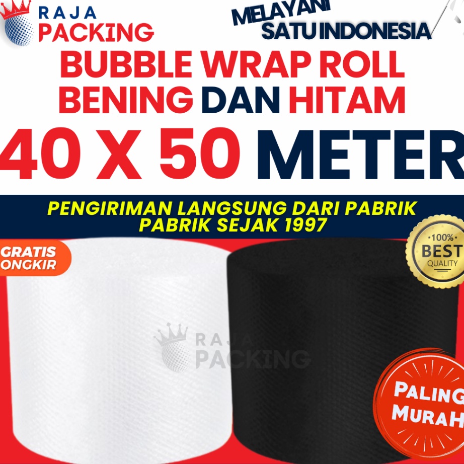

HJ6 Bubble Wrap 4 CM Hitam dan Bening JABODETABEK