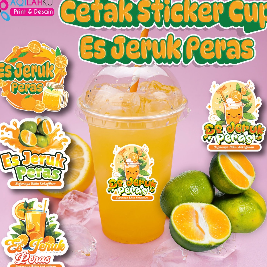 

READY STOK Stiker label cup ES Jeruk Peras 1 Pack isi 5 pcs Ready Stock