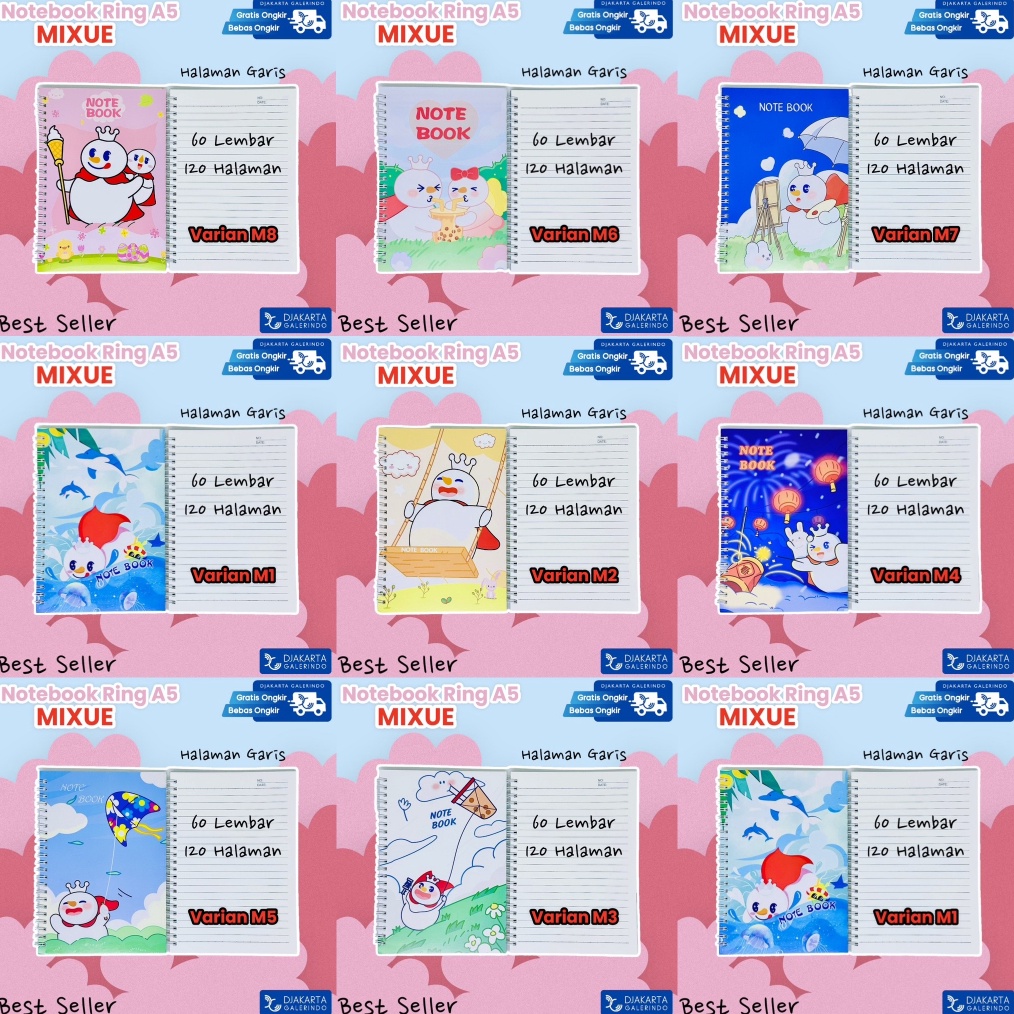 

Cashback 1 Pertama Buku Tulis MIXUE Ring A5 isi 6 lembar Premium kertas garis lurus tebal A119