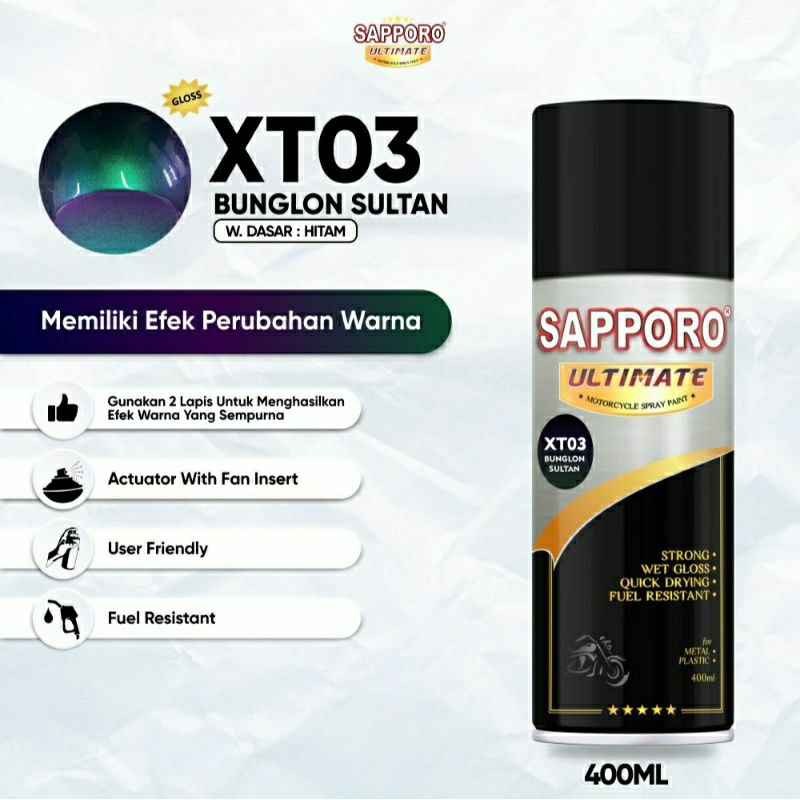#MAU# Cat Semprot Sapporo Ultimate XT03 Bunglon Sultan 400ml Chameleon Bunglon Warna Warni Pelangi C
