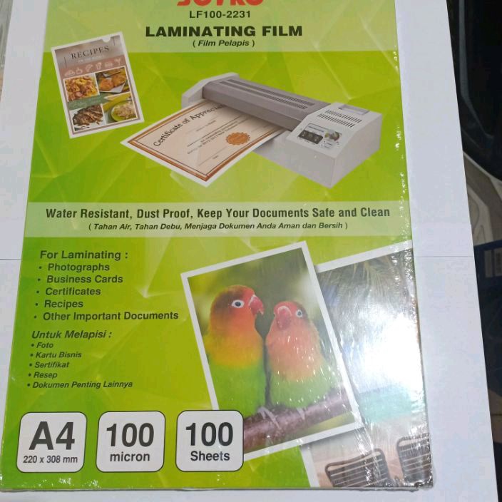

TERLARIS Isi 1 Lembar Plastik Laminating Film A4 1 Micron LF12231