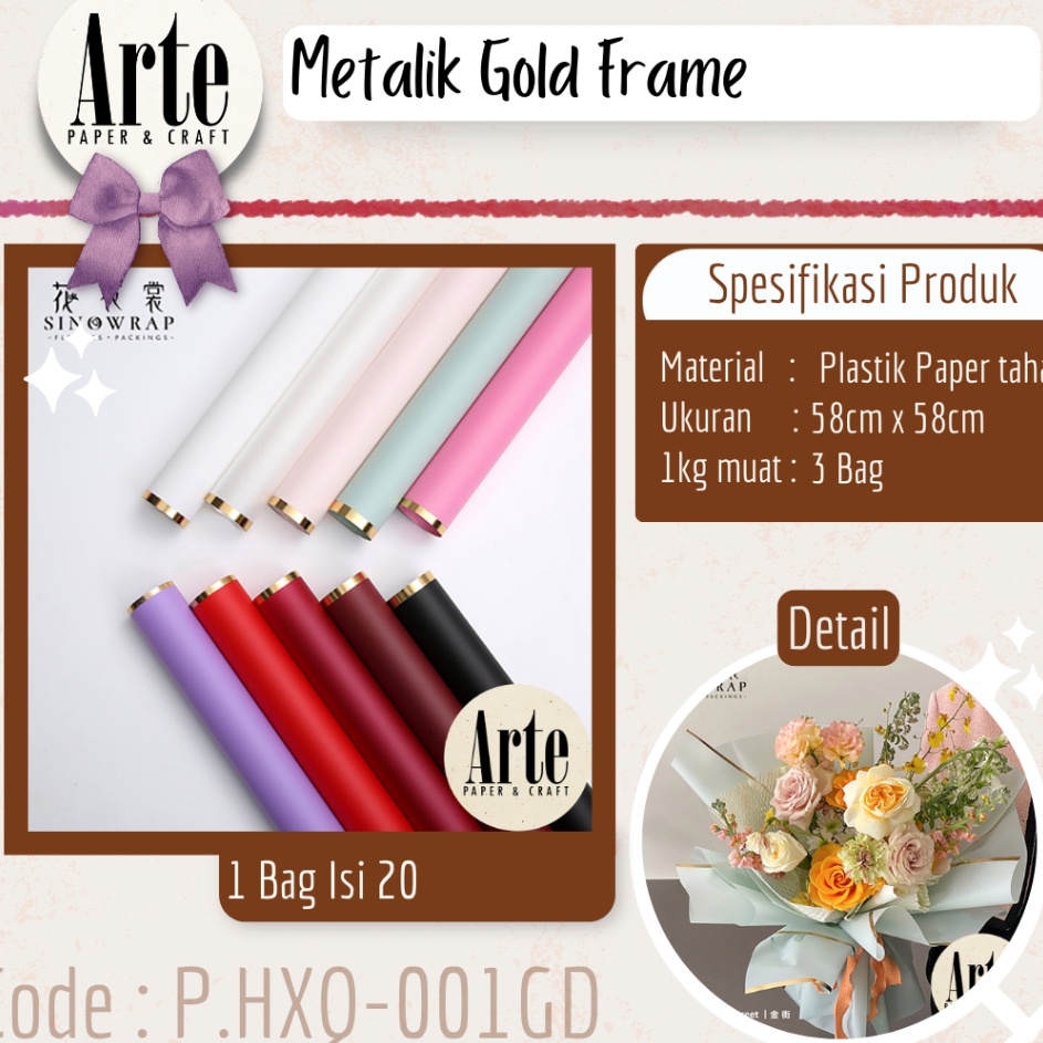 

Stock Banyak 2 Lembar Cellophane Metalik Gold Frame List Kertas Jelly Ori Sinowrap Buket Bunga Korean Kertas Waterproof Flower Wrapping Paper Calor Kado Arte Grosir Florist Supply Jakarta Bekasi PHXQ1GD