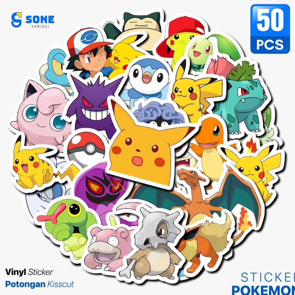 

SIAP KIRIM GAN Stiker Aesthetic Pack Kartun Pokemon Pikachu Vinyl Waterproof untuk Sticker Laptop Koper Kulkas Handphhone Diary Notebook