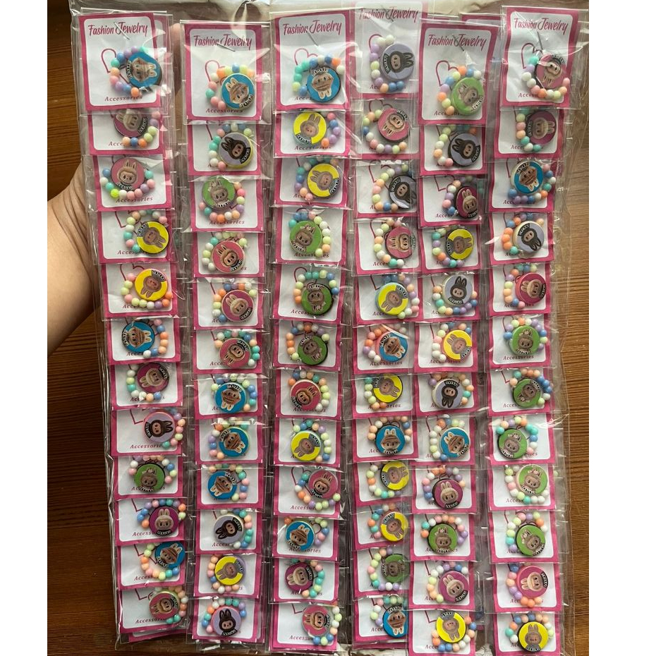 (12 Pis) Paket Usaha Cincin Labubu Aksesoris Anak