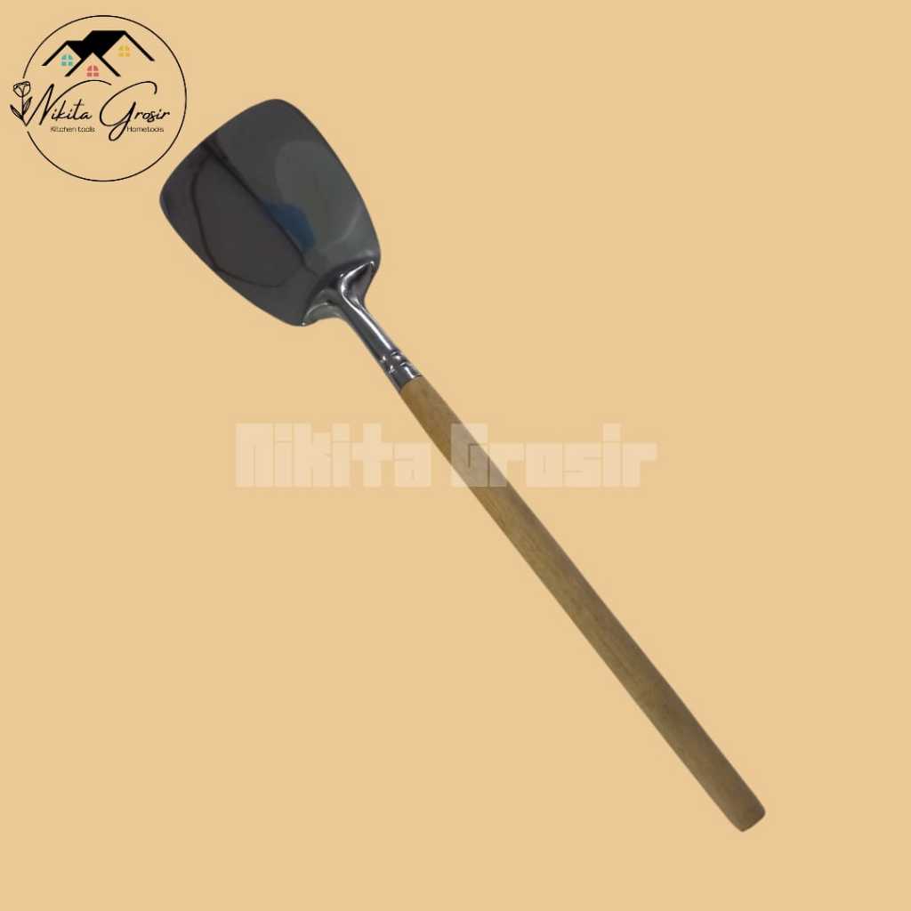 (Aulia) Susuk Susruk Spatula Kayu Polos / Susuk Sutil Stainless Kayu Polos