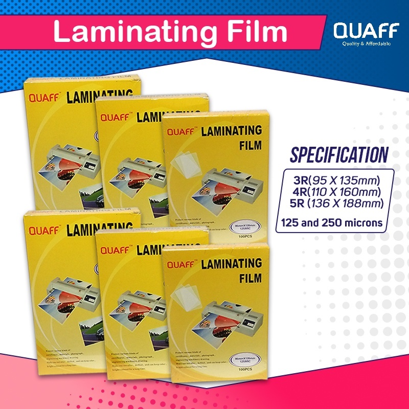 

3R | 4R | 5R Ukuran QUAFF Laminating Film 125micron & 250micron Proses Laminasi Panas (100 lembar)