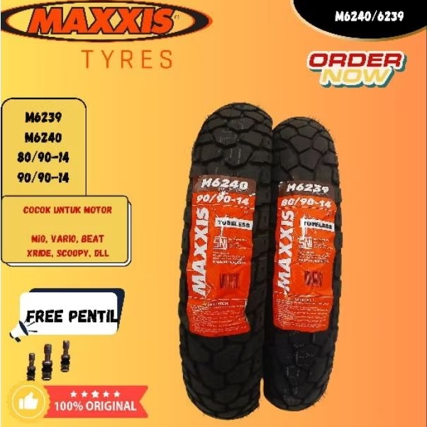 (Free Pentil) Ban Tubeles MAXXIS M6239 80/90-14 & M6240 90/90-14