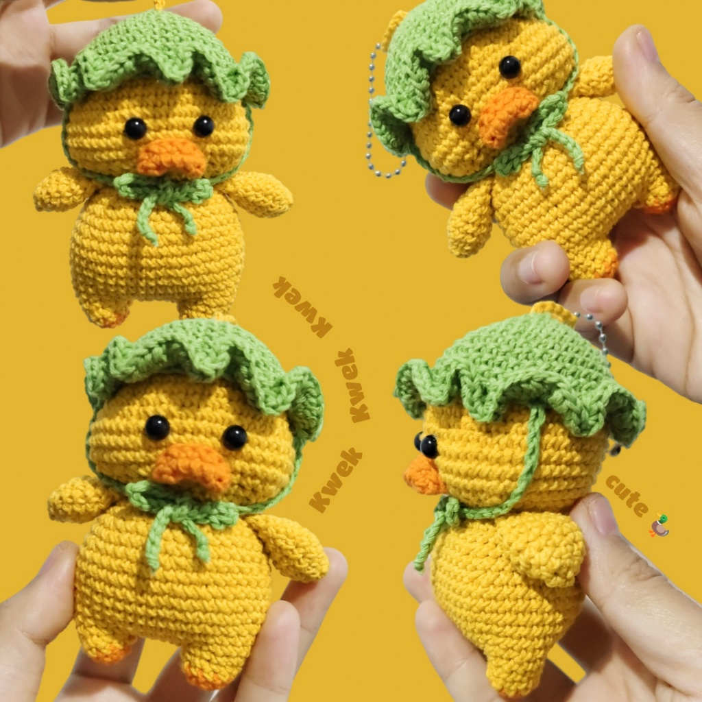 Boneka Rajut Amigurumi Bebek Kuning | Gantungan Kunci Amigurumi Bebek | Hadiah Gantungan Kunci Bebek
