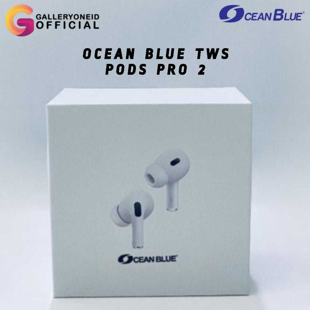 Earphone Headset Bluetooth TWS Oceanblue Pods Pro 2 Charging Case iOs Android Super Bass