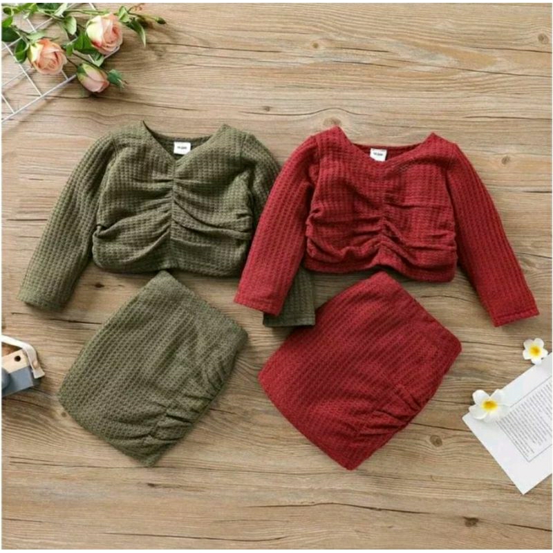 SETELAN ATASAN & ROK ANAK PEREMPUAN / SET IMPORT / BAJU BAYI LUCU / SETELAN NATAL ANAK