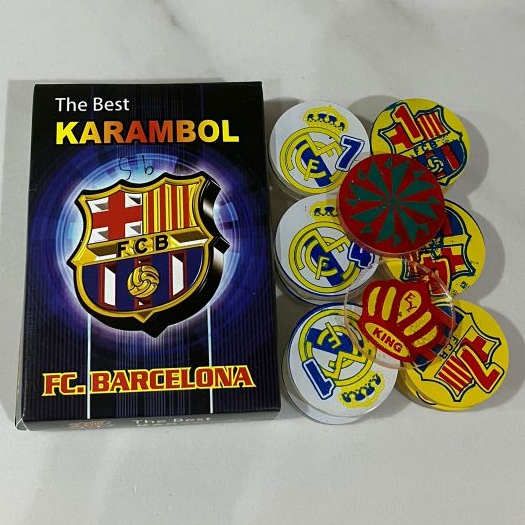 Biji Karambol Biasa Tebal 5 mm Motif Barcelona Real Madrid / Random | koin krambol satu lapis origin