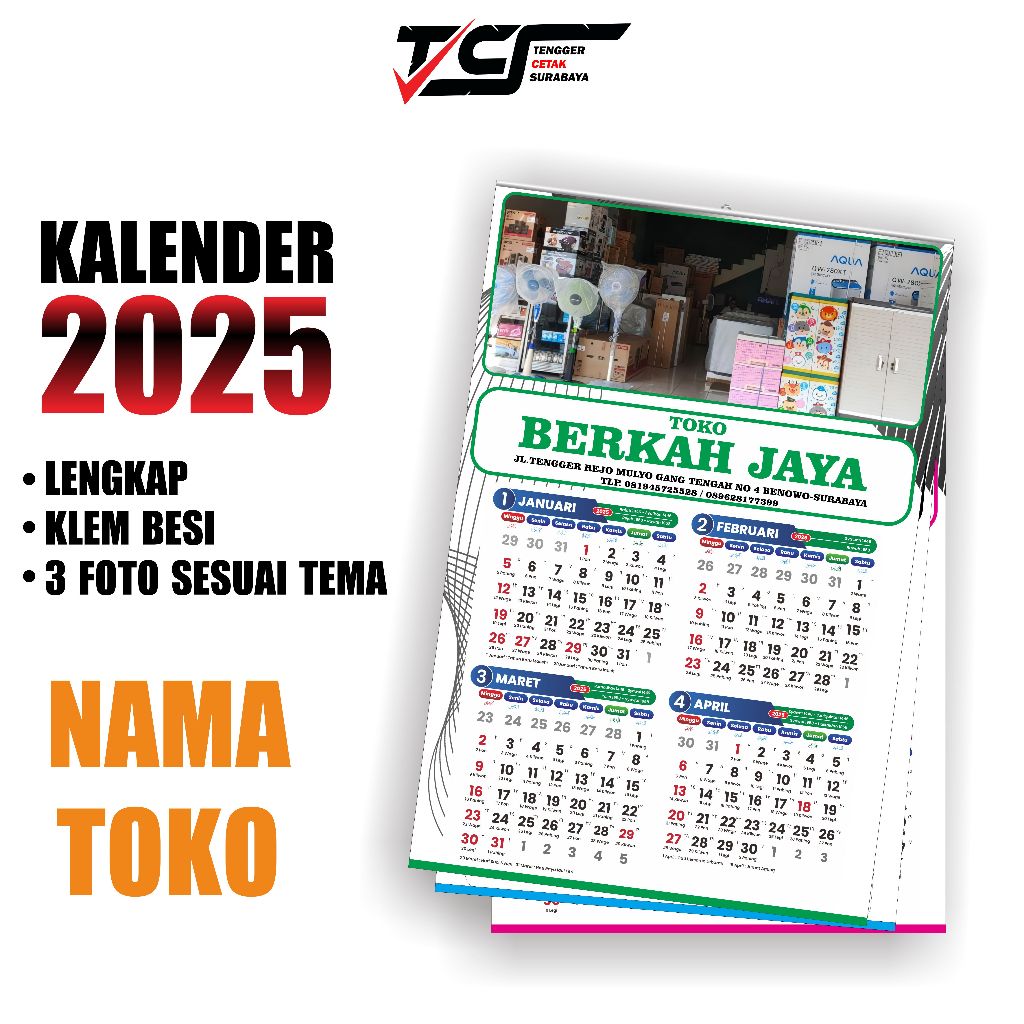 

KALENDER DINDING 2025 CUSTOM NAMA TOKO 1 LEMBAR 4 BULAN (ADA 3 LEMBAR)