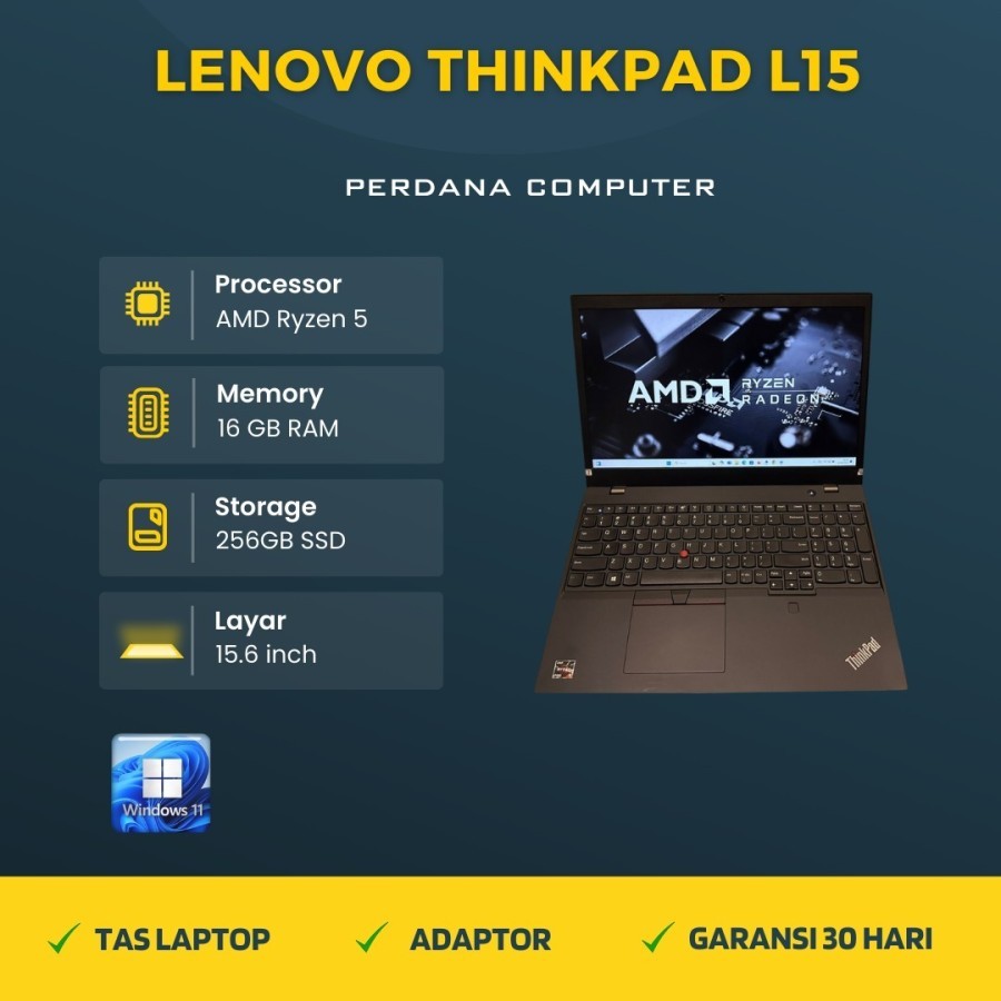 Laptop Lenovo Thinkpad L15 AMD Ryzen 5 Pro 4650u Ram Ssd FHD IPS