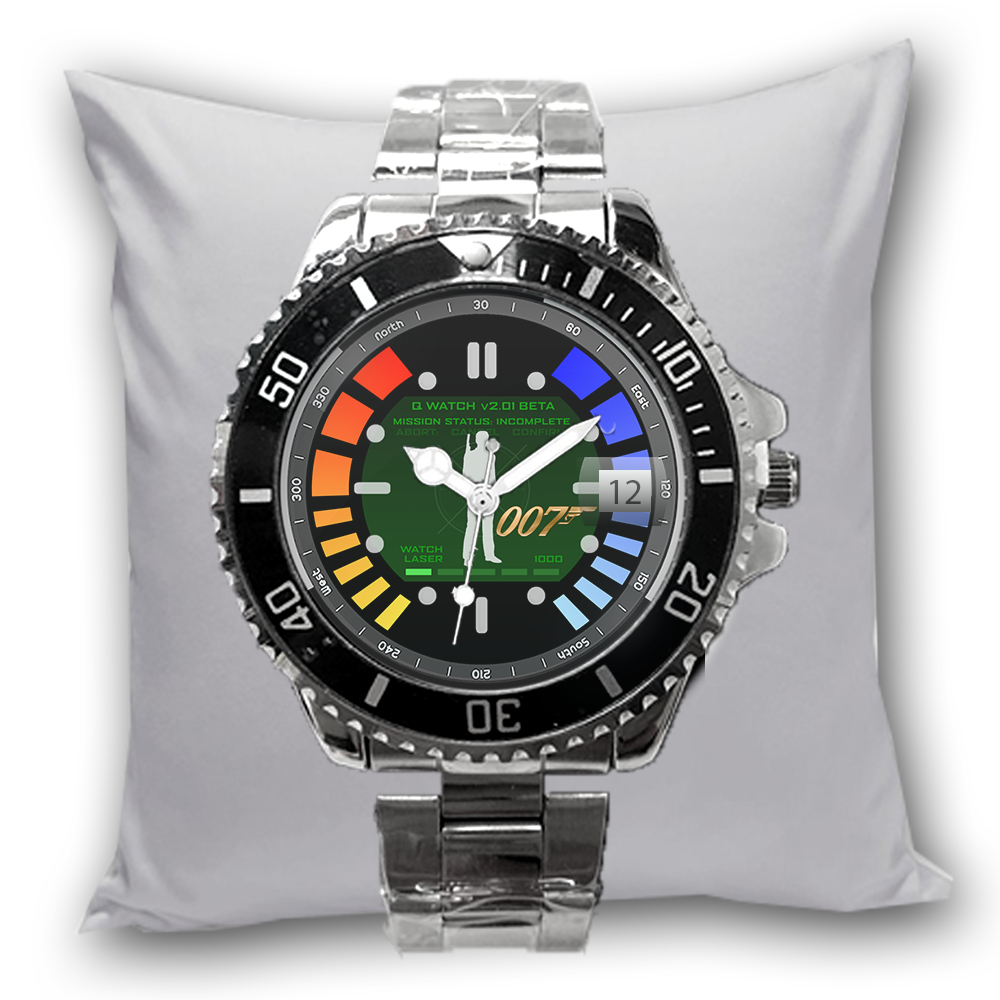 Jam Tangan Pria GOLDEN EYES 007 JAMES BOND Tanggal Stainless Steel Perak Silver Cowok Dewasa Custom 