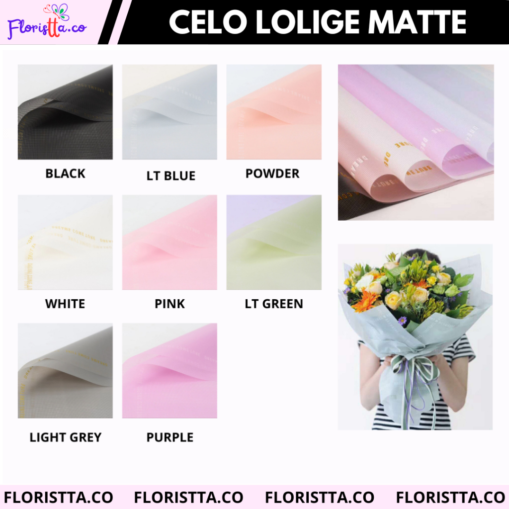 

(Pack) kertas Cellophane Lolige Matte New Korean Flower Wrapping isi 20 lembar