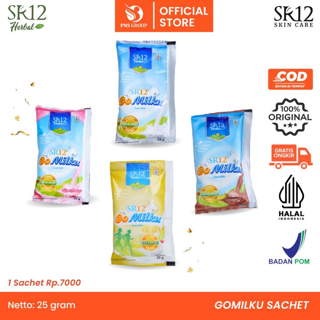 

Gomilku SR12 Susu Kambing - Gomilku Susu Etawa Kualitas Premium - Goat Milku Bubuk Tanp Gula BPOM - saset/sachet