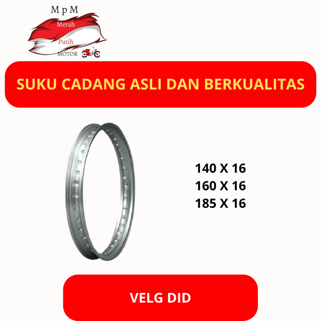 VELG PELEK RIM DID RING 16  X 140 / 160 / 185  CROME ASLI DID HOLE 36