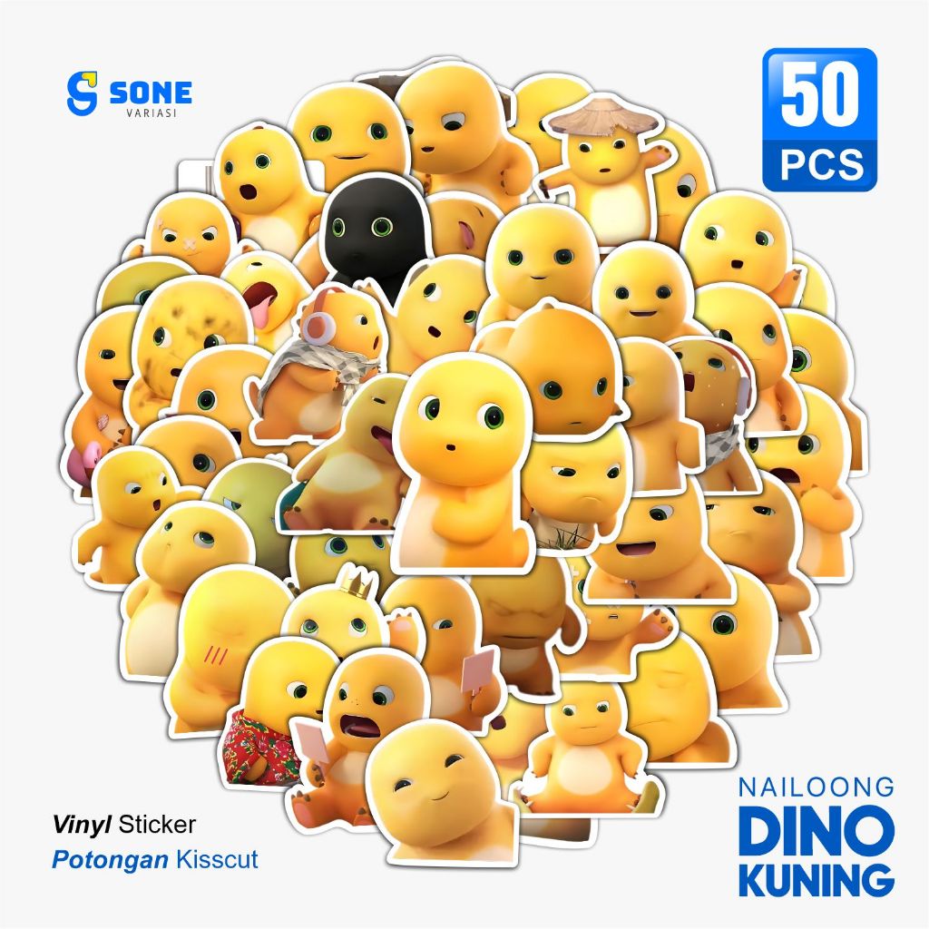 Sticker Pack Nailong Dino Kuning Aesthetic Paper Vinyl Waterproof Dekorasi Stiker Laptop Buku Journa